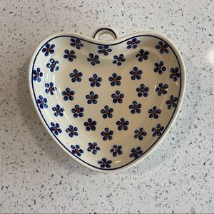 Authentic Polish Pottery Ceramic Heart Dish